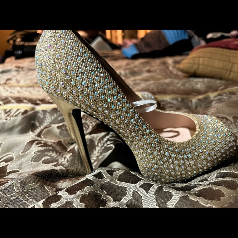 Gold Stone Heels